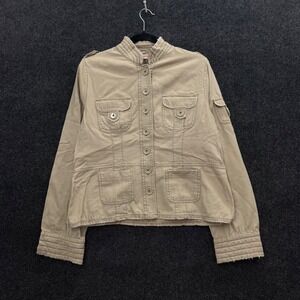 Periscope Khaki Tan Cotton Utility Jacket Y2K Military Button Up XL
